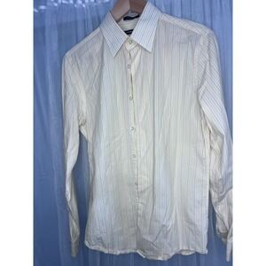 Express 1MX Modern Fit Mens Small Yellow Orange‎ Striped Stretch Cotton Shirt